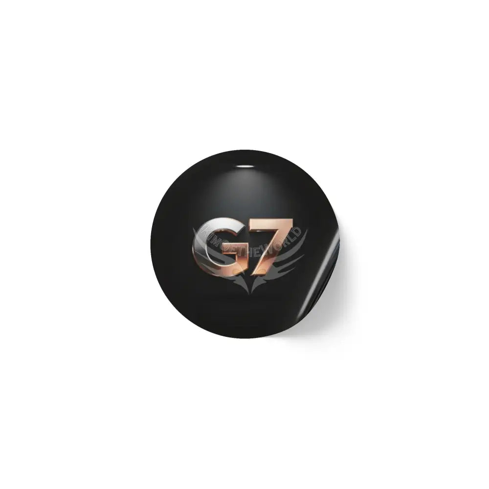 Glossy Black ’G7’ Logo Roll Round Sticker Labels — (Custom Brand Seals) 1’’ x 1’’ / 100 pcs / Glossy Paper products