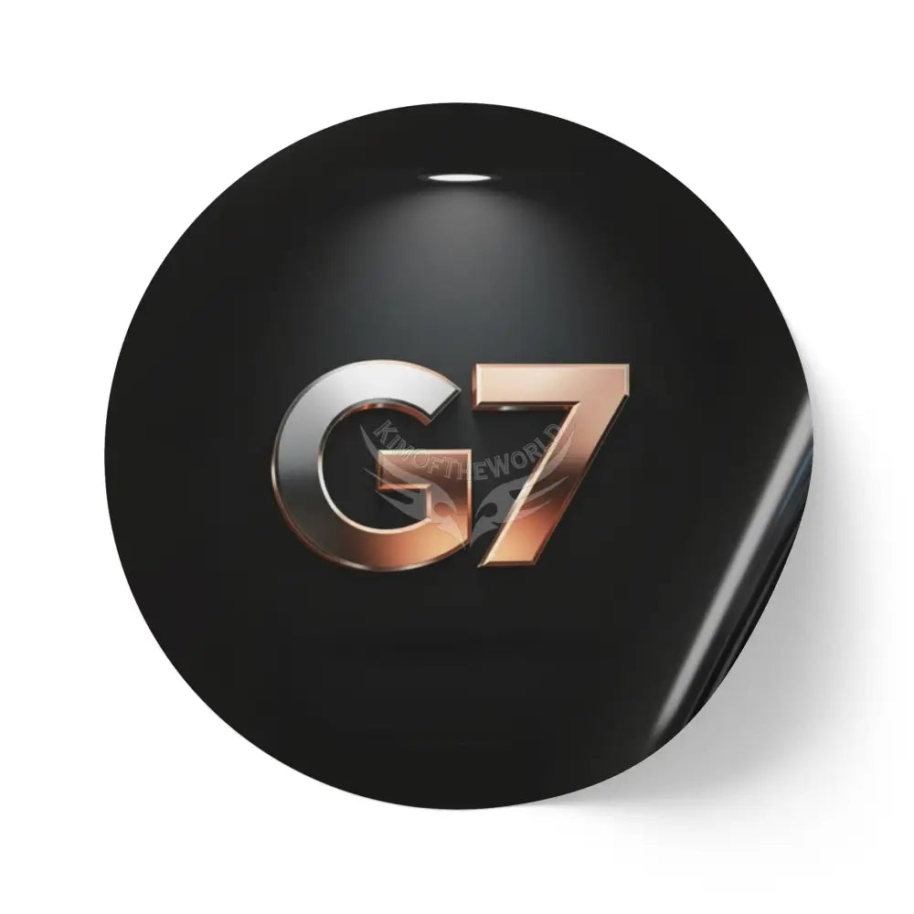 Glossy Black ’G7’ Logo Roll Round Sticker Labels — (Custom Brand Seals) 2’’ × 2’’ / 250 pcs / Glossy Paper products