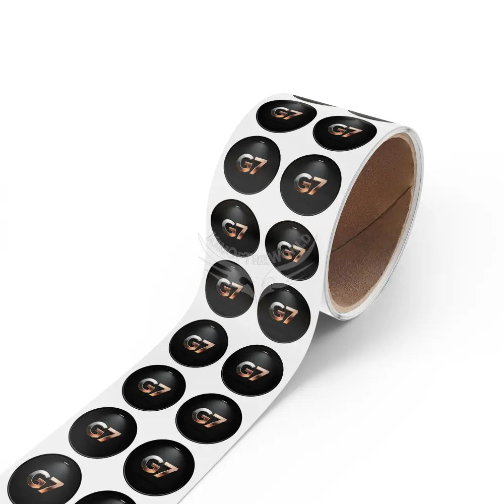 Glossy Black ’G7’ Logo Roll Round Sticker Labels — (Custom Brand Seals) Paper products