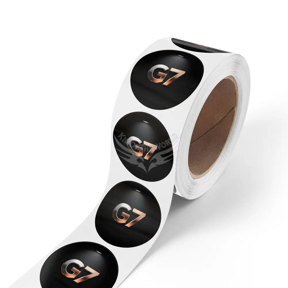 Glossy Black ’G7’ Logo Roll Round Sticker Labels — (Custom Brand Seals) Paper products