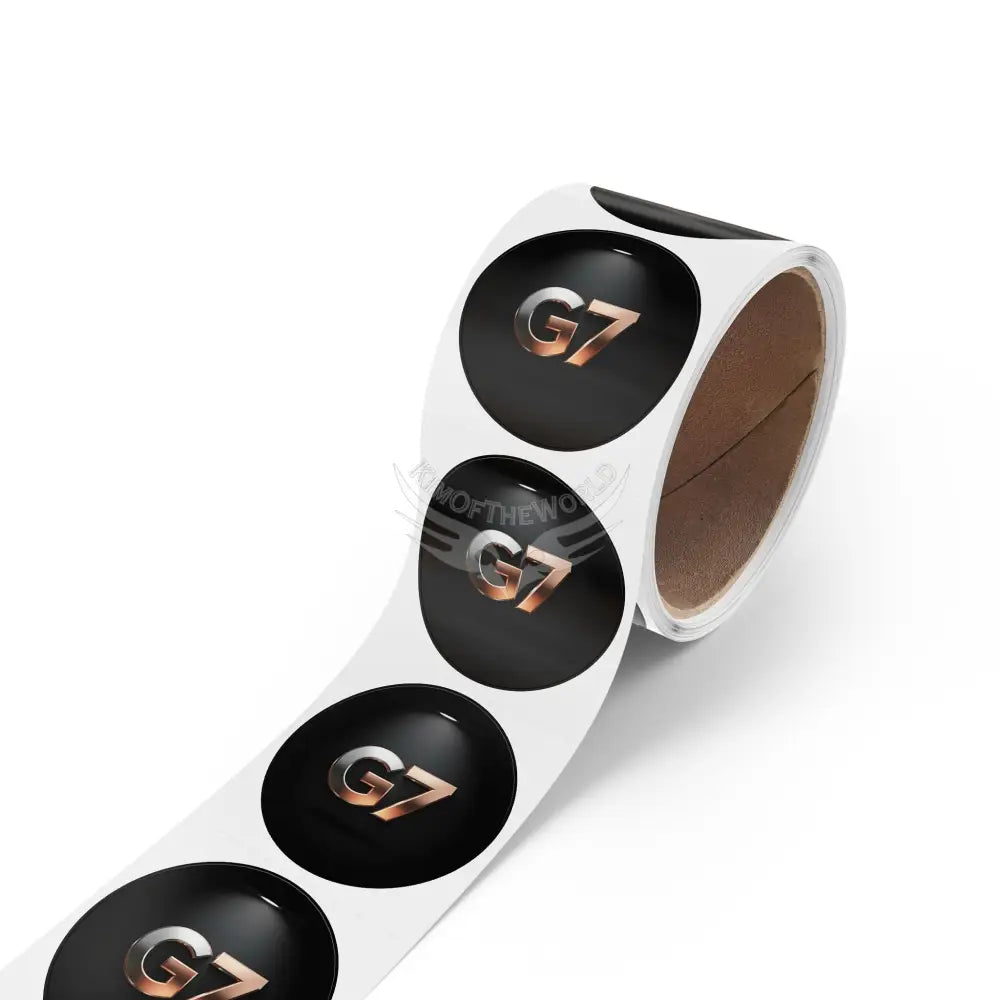 Glossy Black ’G7’ Logo Roll Round Sticker Labels — (Custom Brand Seals) Paper products