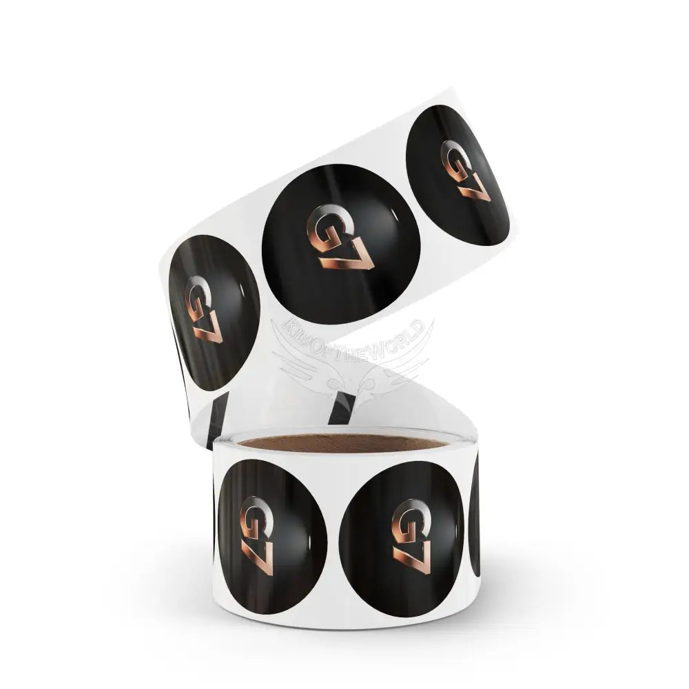 Glossy Black ’G7’ Logo Roll Round Sticker Labels — (Custom Brand Seals) Paper products