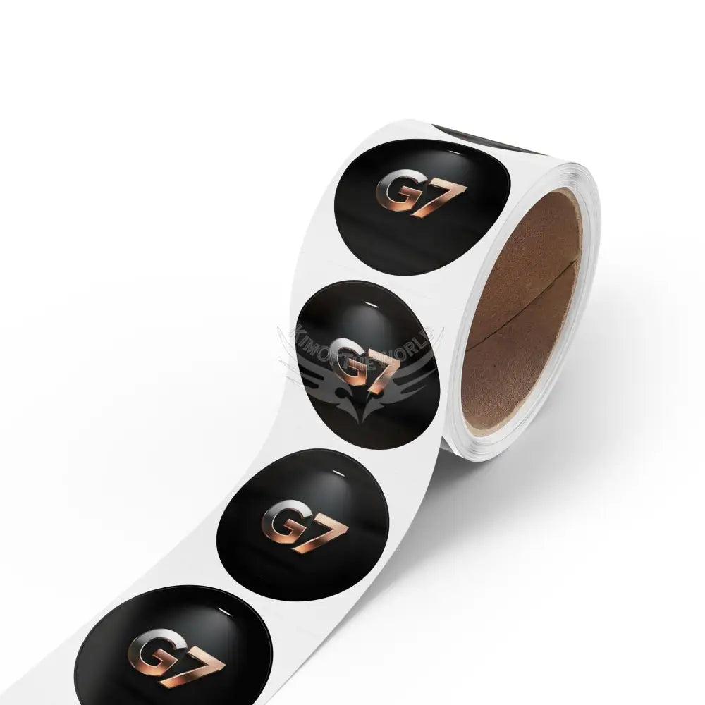 Glossy Black ’G7’ Logo Roll Round Sticker Labels — (Custom Brand Seals) Paper products