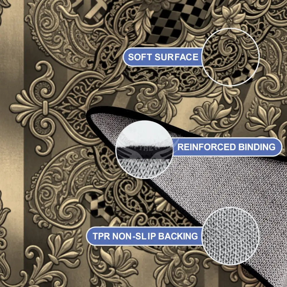 Gold 3D Celtic Fleur Design 10 ft x 8 ft Large Area Rug Floor Carpet 120’’x96’’ Rugs & Mats