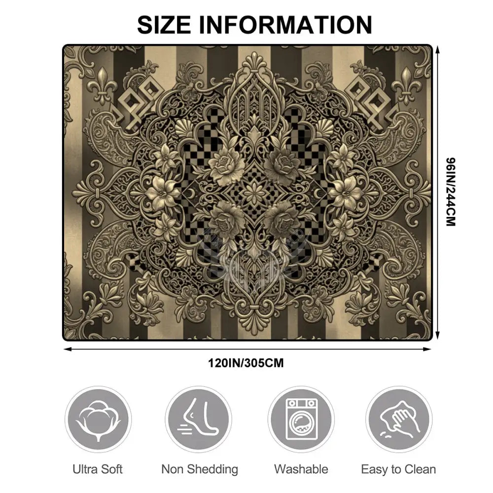Gold 3D Celtic Fleur Design 10 ft x 8 ft Large Area Rug Floor Carpet 120’’x96’’ Rugs & Mats