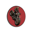Goth Biker Chick on Scarlet - Large Round Framed Canvas Prints Wall Art 32’’ Wall Art