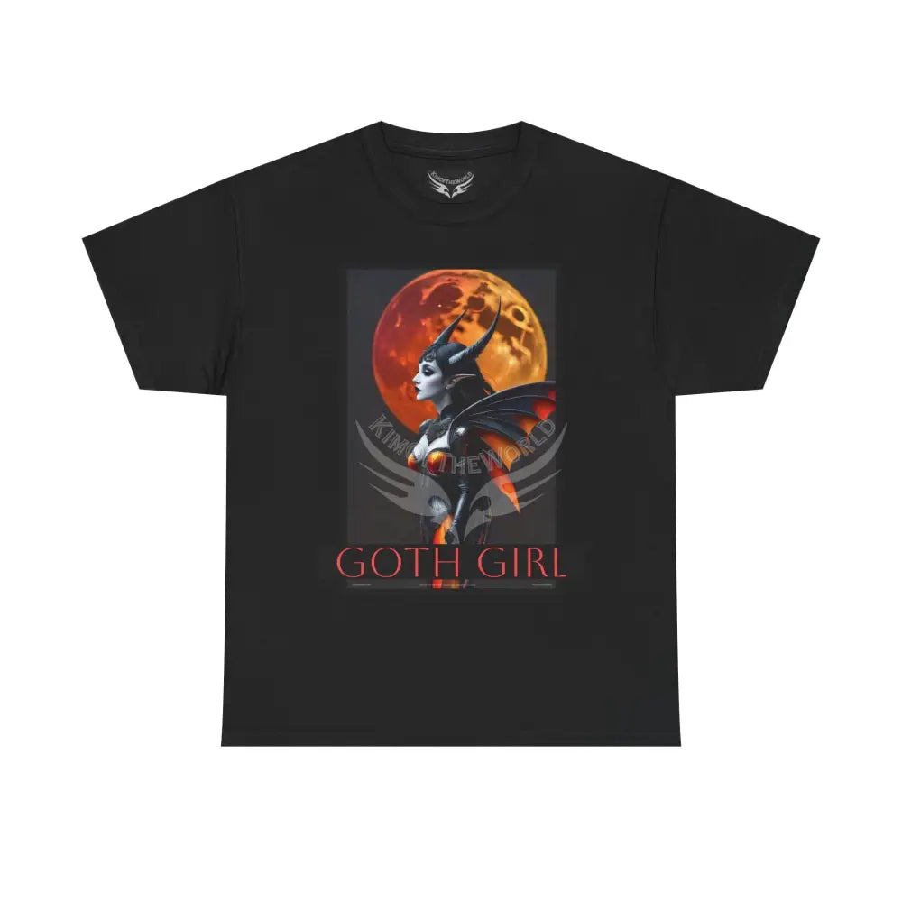 ’Goth Girl’ Gothic Fantasy Black Satin Art Tee – Magical Steampunk Satin Exclusive T-Shirts Black / S T-Shirt