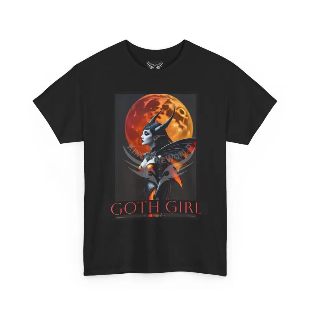’Goth Girl’ Gothic Fantasy Black Satin Art Tee – Magical Steampunk Satin Exclusive T-Shirts T-Shirt