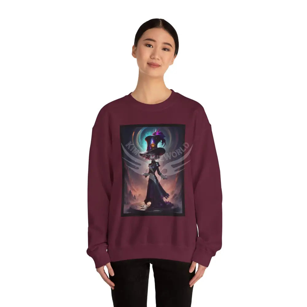 Gothic Anime Magician Empowered Lady Fantasy Signature Design Sweatshirt — Tall Giantess Fetish Art Crewneck Sweatshirt
