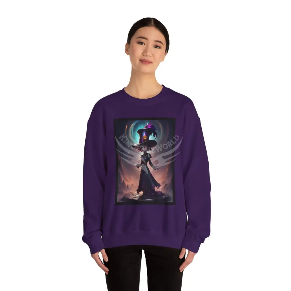 Gothic Anime Magician Empowered Lady Fantasy Signature Design Sweatshirt — Tall Giantess Fetish Art Crewneck Sweatshirt