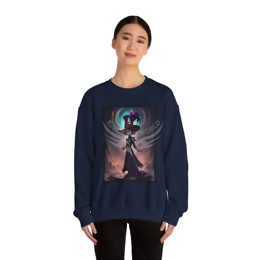 Gothic Anime Magician Empowered Lady Fantasy Signature Design Sweatshirt — Tall Giantess Fetish Art Crewneck Sweatshirt