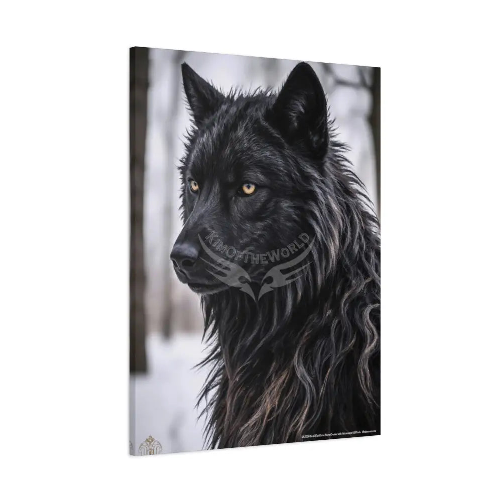 Gothic Beautiful Black Wolf Dark Howler Fantasy Canvas Print — Matte Stretched Wall Art Canvas