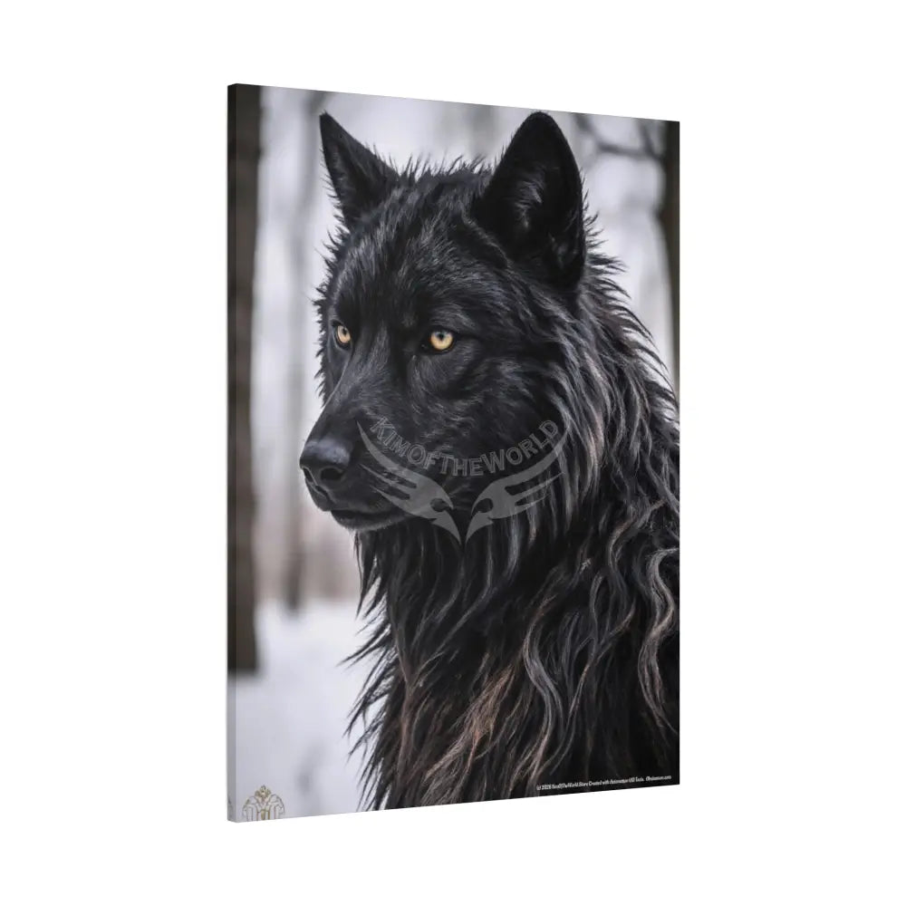 Gothic Beautiful Black Wolf Dark Howler Fantasy Canvas Print — Matte Stretched Wall Art Canvas