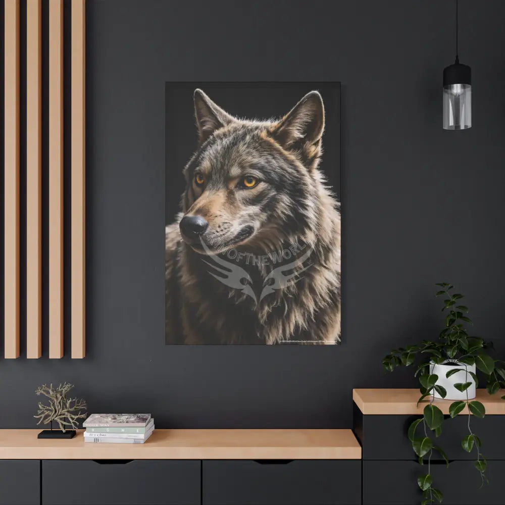 Gothic Beautiful Brown Wolf Dark Howler Fantasy Canvas Print — Matte Stretched Wall Art Canvas