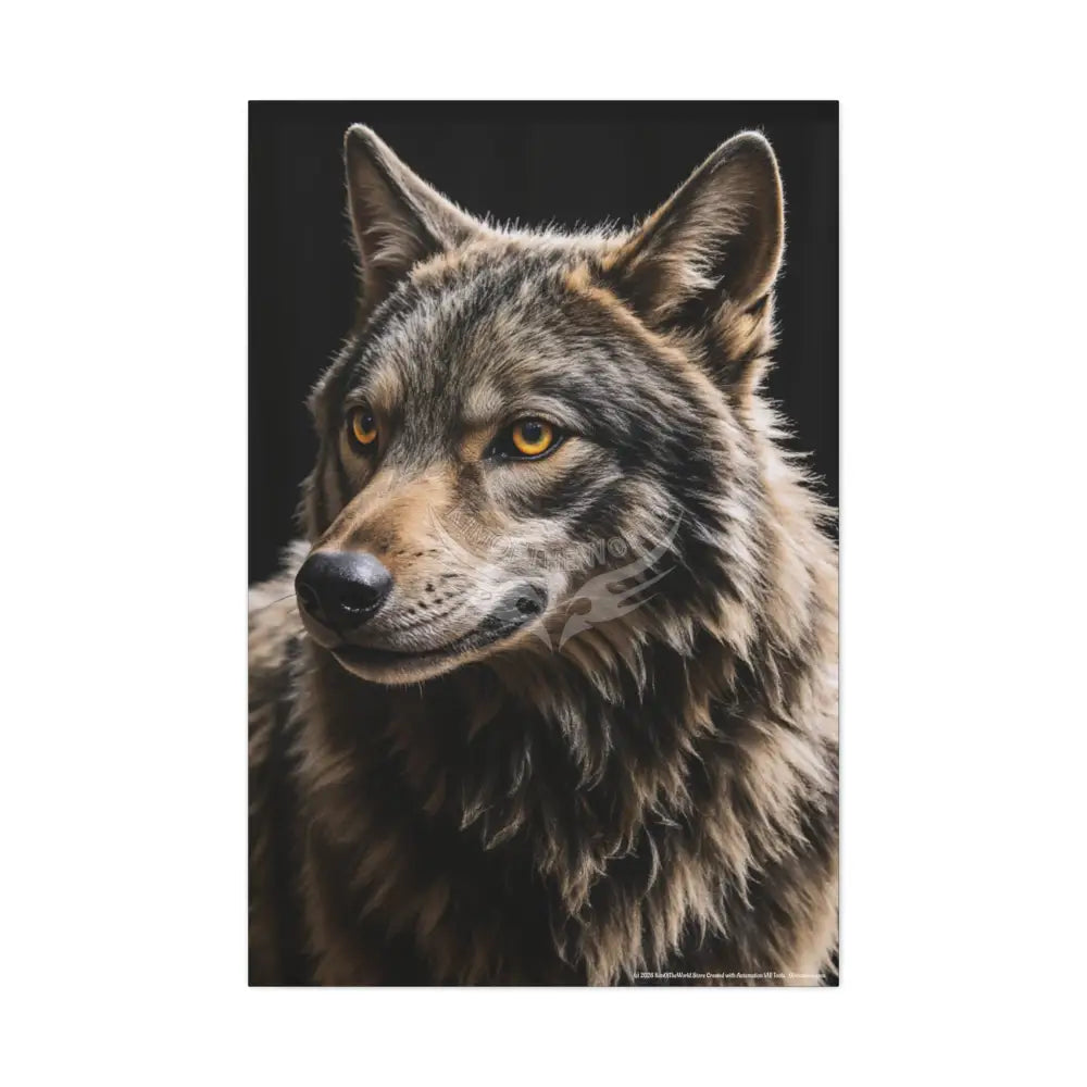 Gothic Beautiful Brown Wolf Dark Howler Fantasy Canvas Print — Matte Stretched Wall Art 32″ x 48″ (Vertical) / 1.25’’