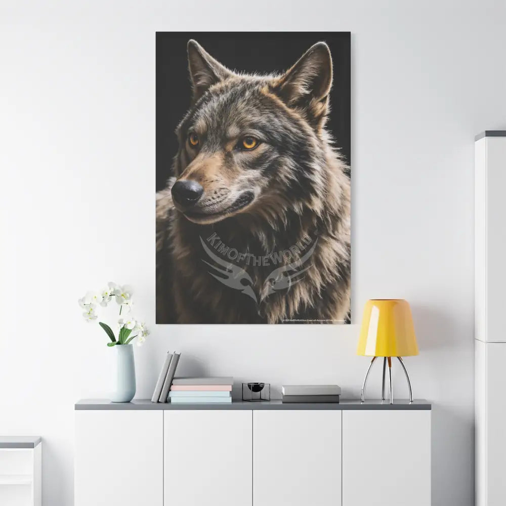 Gothic Beautiful Brown Wolf Dark Howler Fantasy Canvas Print — Matte Stretched Wall Art Canvas