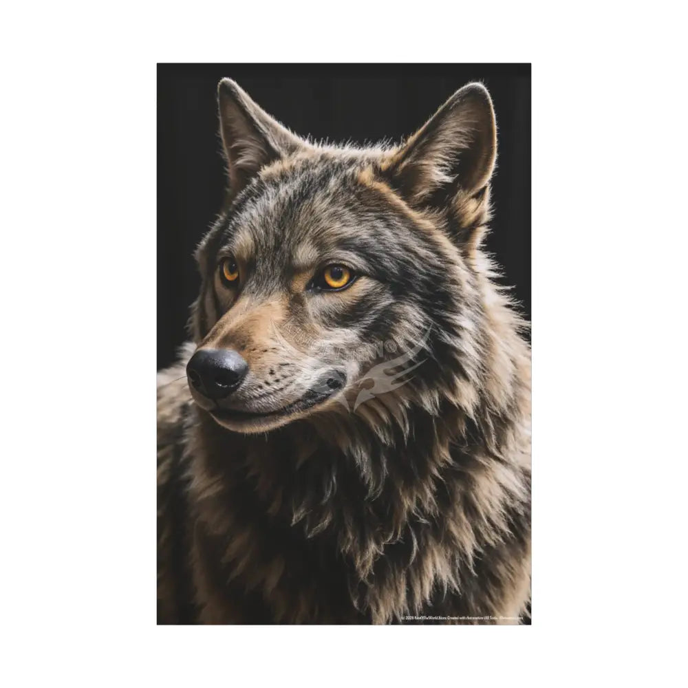 Gothic Beautiful Brown Wolf Dark Howler Fantasy Canvas Print — Matte Stretched Wall Art 40’’ x 60’’ (Vertical) / 1.25’’