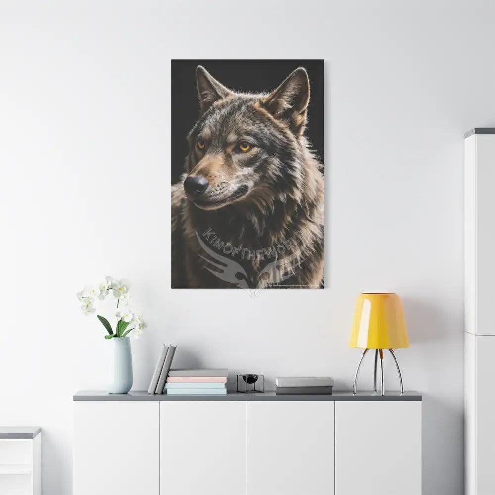 Gothic Beautiful Brown Wolf Dark Howler Fantasy Canvas Print — Matte Stretched Wall Art Canvas