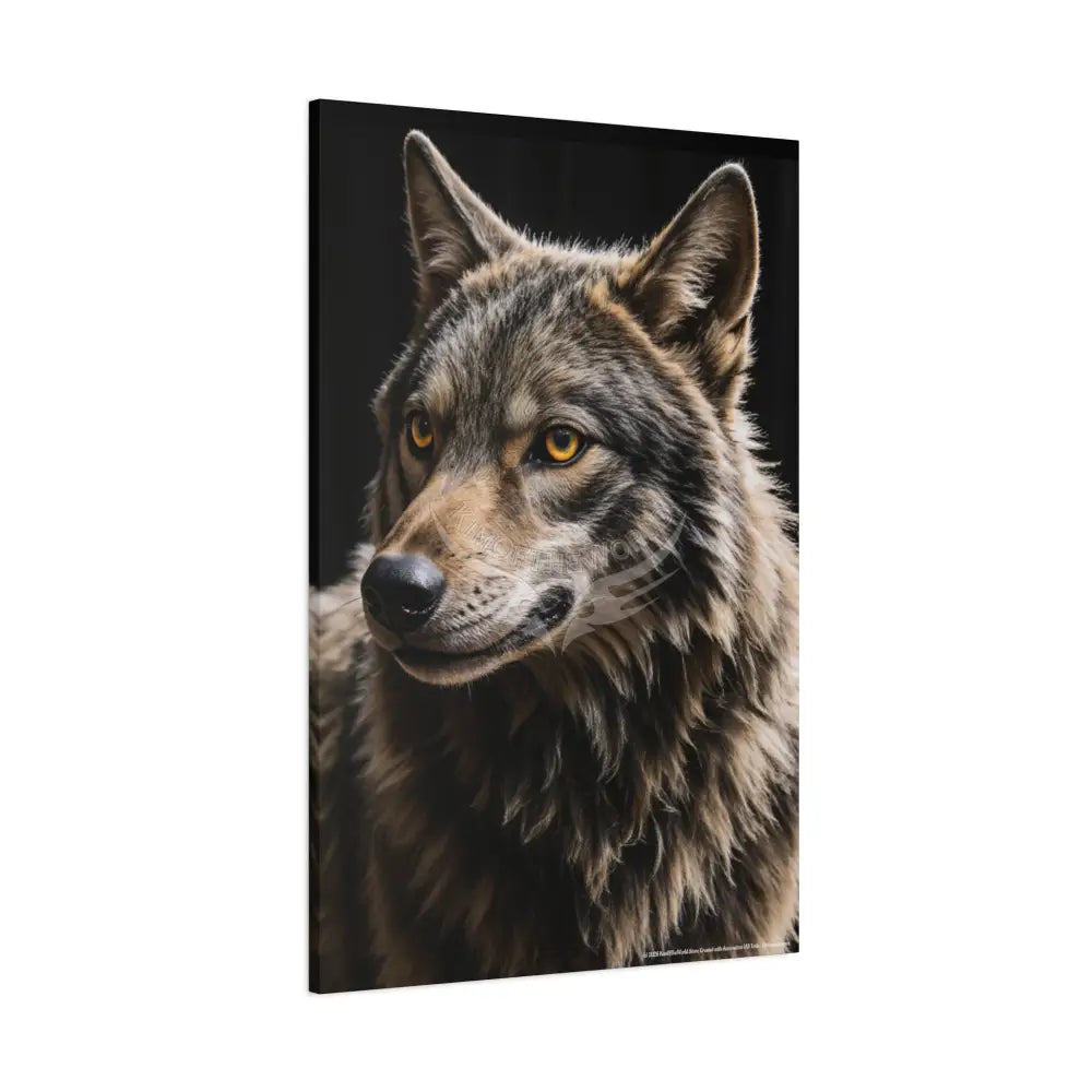 Gothic Beautiful Brown Wolf Dark Howler Fantasy Canvas Print — Matte Stretched Wall Art Canvas