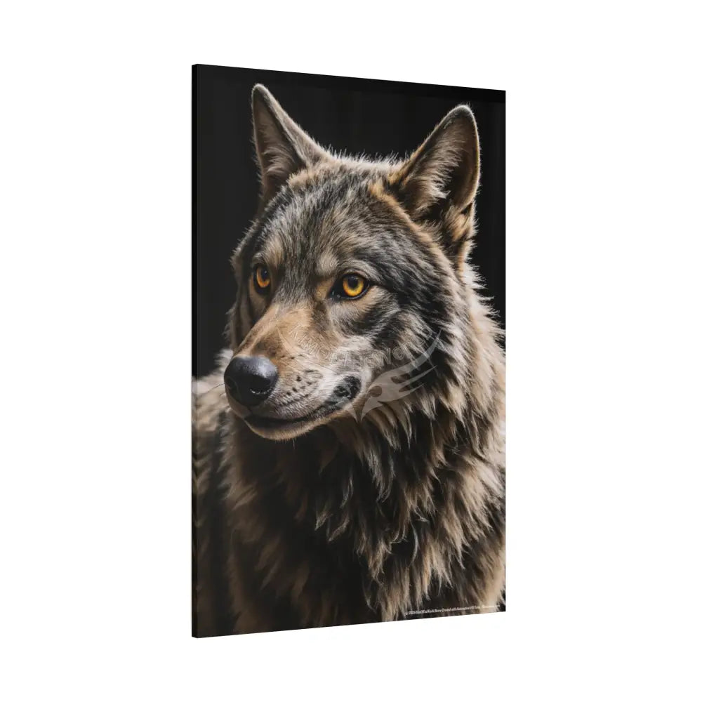 Gothic Beautiful Brown Wolf Dark Howler Fantasy Canvas Print — Matte Stretched Wall Art Canvas