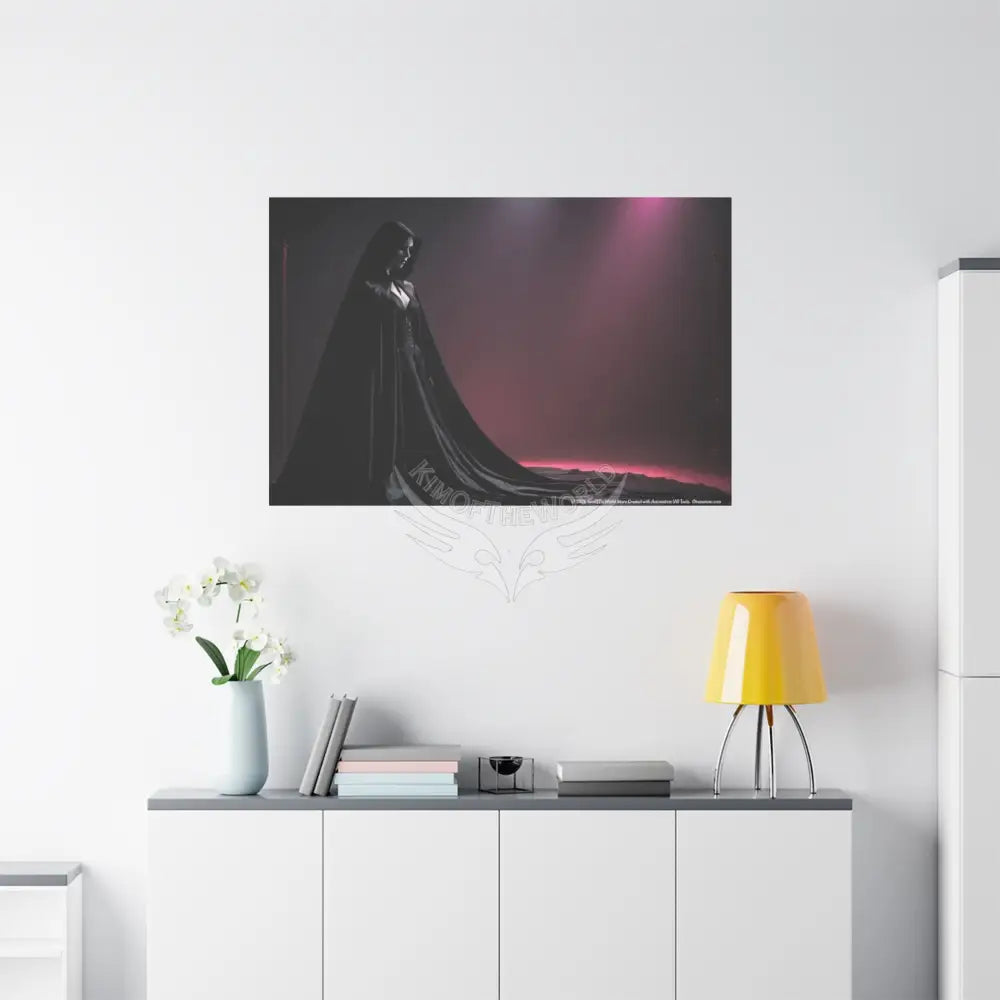 Gothic Caped Woman Matte Canvas Art — Empowered Calm Portrait 48″ x 32″ (Horizontal) / 1.25’’ Canvas
