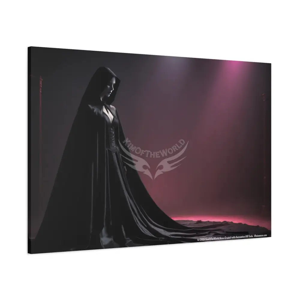 Gothic Caped Woman Matte Canvas Art — Empowered Calm Portrait 48″ x 32″ (Horizontal) / 1.25’’ Canvas