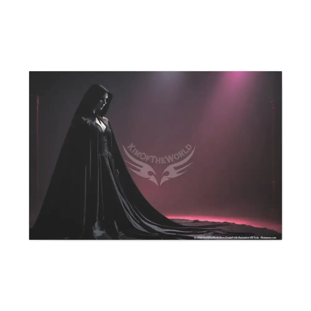 Gothic Caped Woman Matte Canvas Art — Empowered Calm Portrait 48″ x 32″ (Horizontal) / 1.25’’ Canvas
