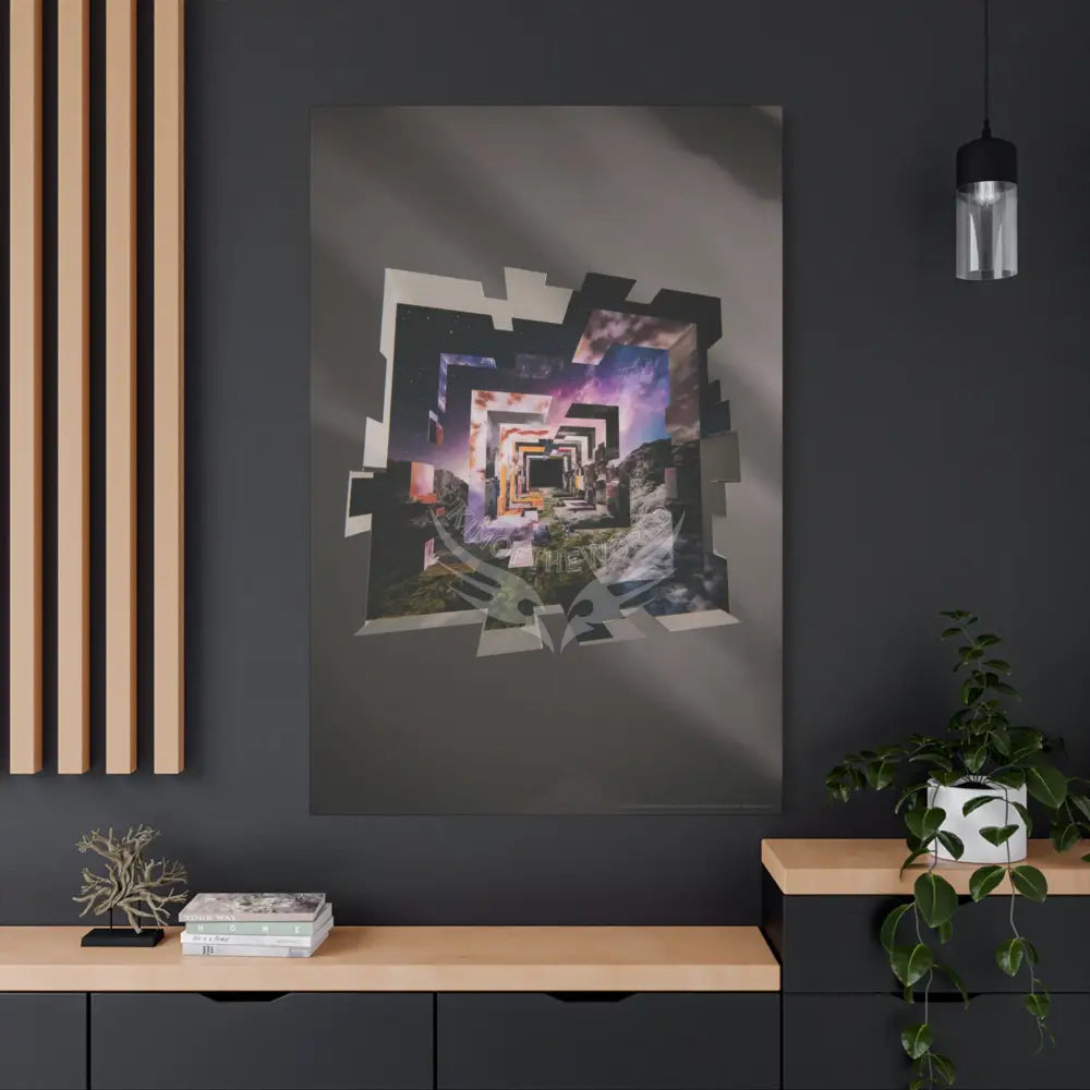 Gothic Cosmic Geometric Window Dark Multidimensional Canvas Print — Fractured World Space Art Canvas