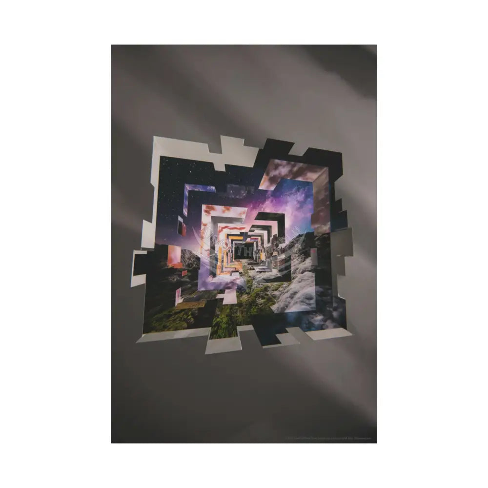 Gothic Cosmic Geometric Window Dark Multidimensional Canvas Print — Fractured World Space Art 40’’ x 60’’ (Vertical)