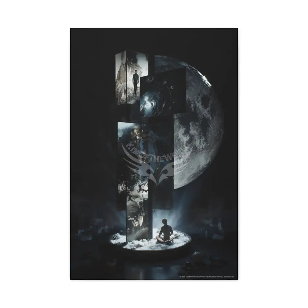 Gothic Cosmic Moon Dark Multidimensional Canvas Print — Space Art 20″ x 30″ (Vertical) / 1.25’’ Canvas