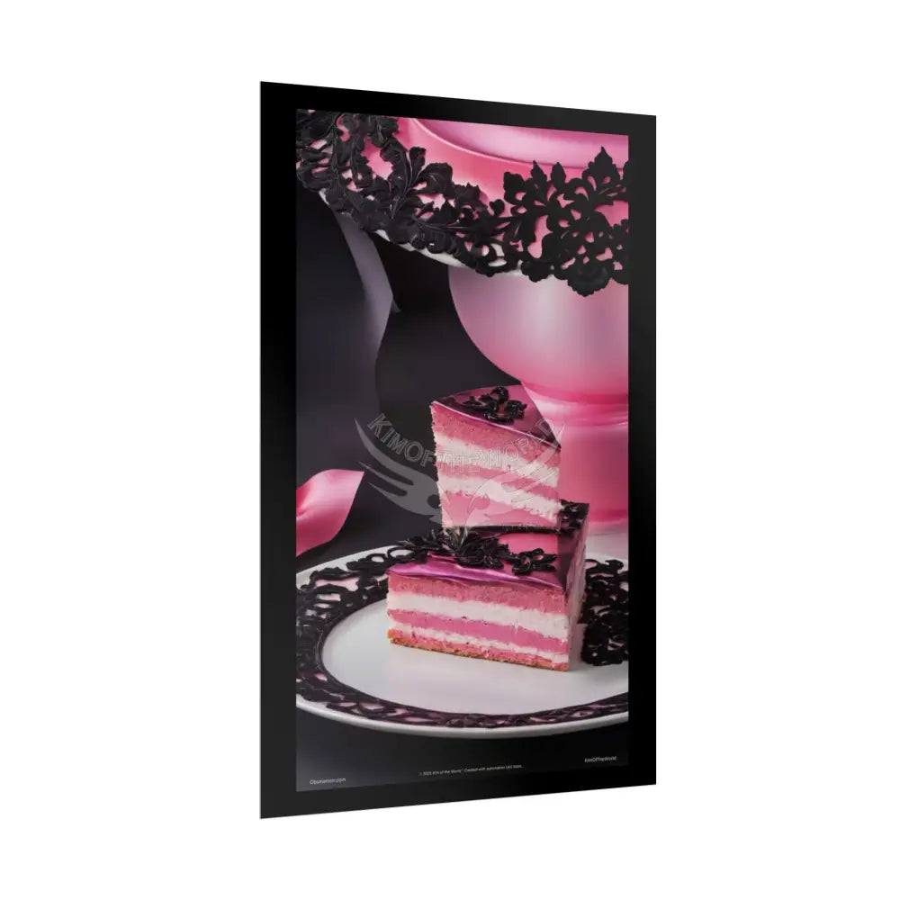 Gothic Culinary Art Poster — Dusty Pink & Black Satin Kitchen Fine Dining Restaurant Bistro Dessert Print Poster