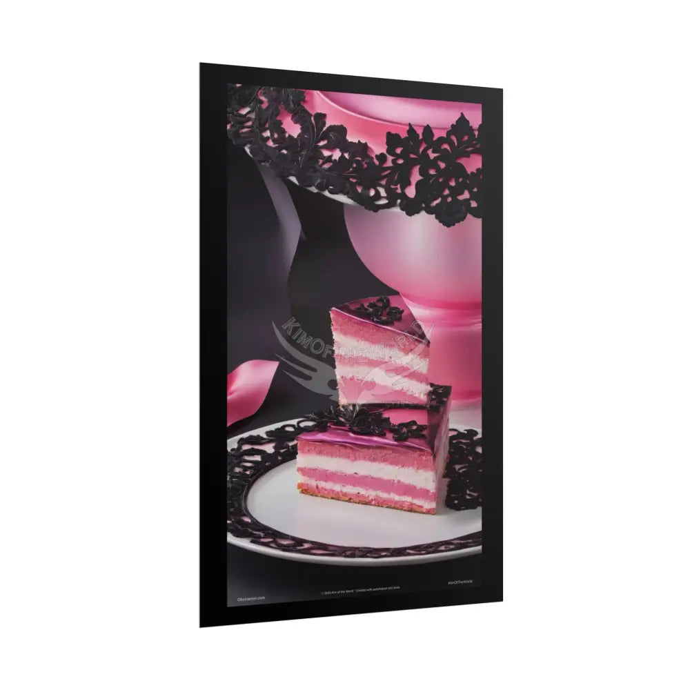 Gothic Culinary Art Poster — Dusty Pink & Black Satin Kitchen Fine Dining Restaurant Bistro Dessert Print Poster