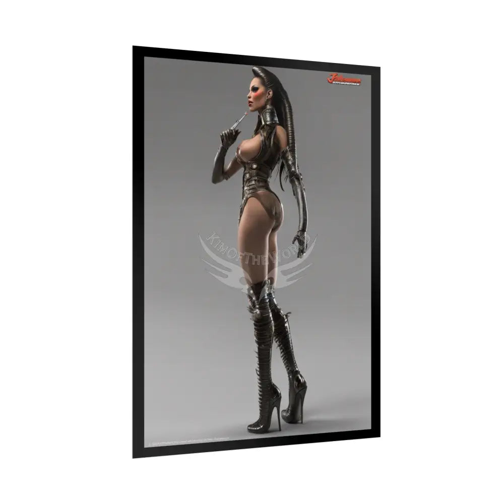 Gothic Cyborg Warrior Lady Fashion Tall Girlfriend Giantess Girl Rolled Posters — Subtle AI Girl Wall Art Poster
