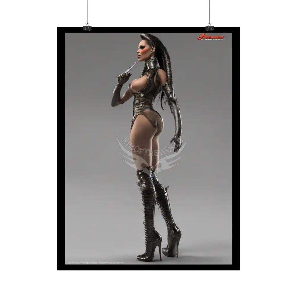 Gothic Cyborg Warrior Lady Fashion Tall Girlfriend Giantess Girl Rolled Posters — Subtle AI Girl Wall Art Poster