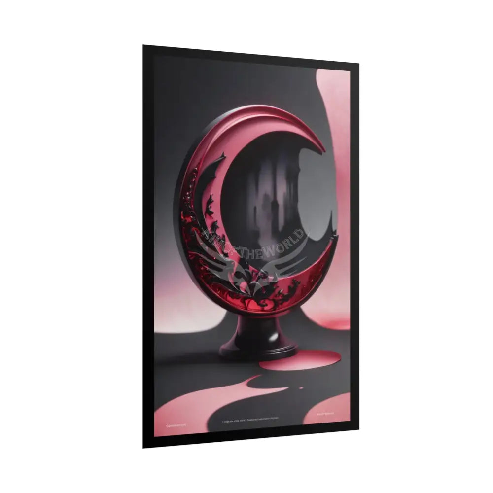 Gothic Fashion Black Lace 3D Moon Weird Surreal Portrait Black & Red Satin 3D Moon Art Poster — Black & Red Fashion