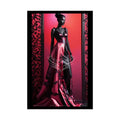 Gothic Fashion Floral Black Queen Lady Woman Black & Red Satin 3D Moon Art Poster — Black & Red Fashion Bedroom Prints