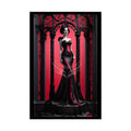 Gothic Fashion Floral Lady Woman Black & Red Satin 3D Moon Art Poster — Black & Red Fashion Bedroom Prints (Rolled) 20″