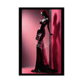 Gothic Fashion Floral Lady Woman Black & Red Satin 3D Moon Art Poster — Black & Red Fashion Bedroom Prints (Rolled) 20″