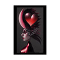 Gothic Fashion Floral Lady Woman Weird Surreal Portrait Black & Red Satin 3D Moon Art Poster — Black & Red Fashion
