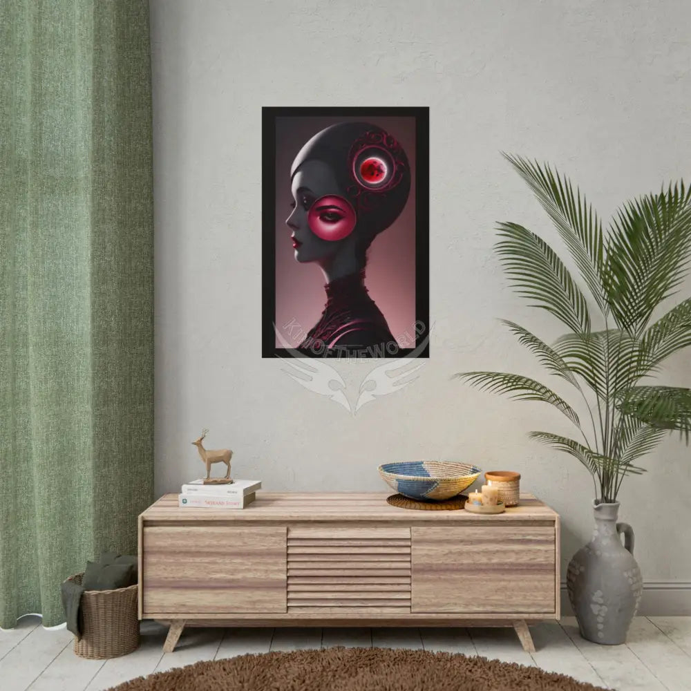 Gothic Fashion Floral Lady Woman Weird Surreal Portrait Black & Red Satin 3D Moon Art Poster — Black & Red Fashion