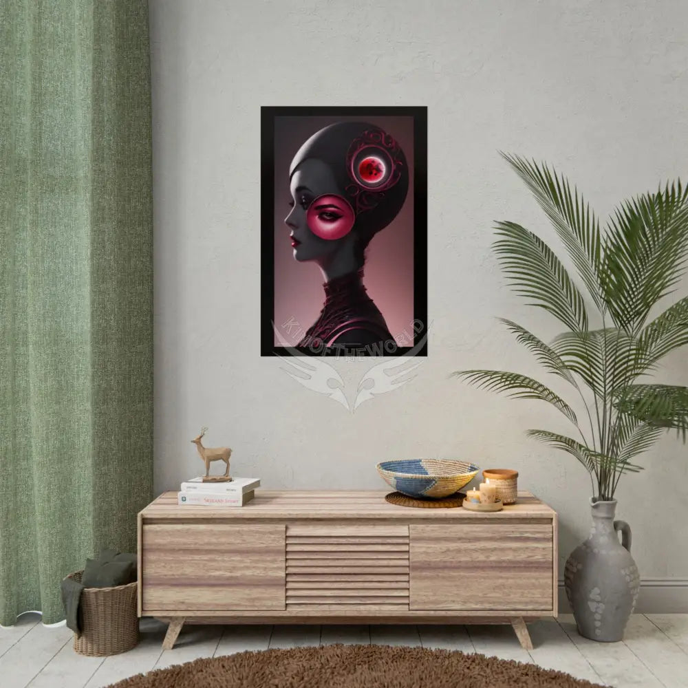 Gothic Fashion Floral Lady Woman Weird Surreal Portrait Black & Red Satin 3D Moon Art Poster — Black & Red Fashion