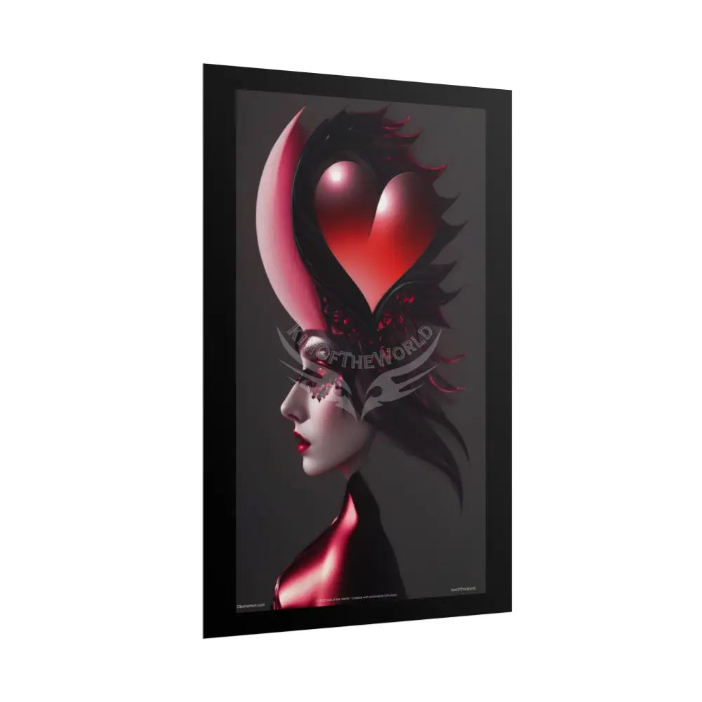 Gothic Fashion Floral Lady Woman Weird Surreal Portrait Black & Red Satin 3D Moon Art Poster — Black & Red Fashion