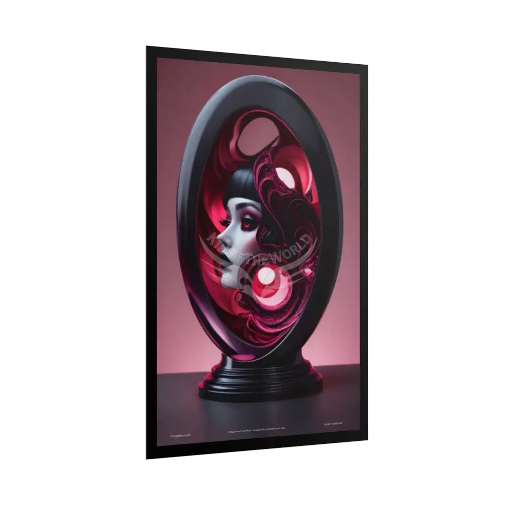 Gothic Fashion Floral Lady Woman Weird Surreal Portrait Black & Red Satin 3D Moon Art Poster — Black & Red Fashion