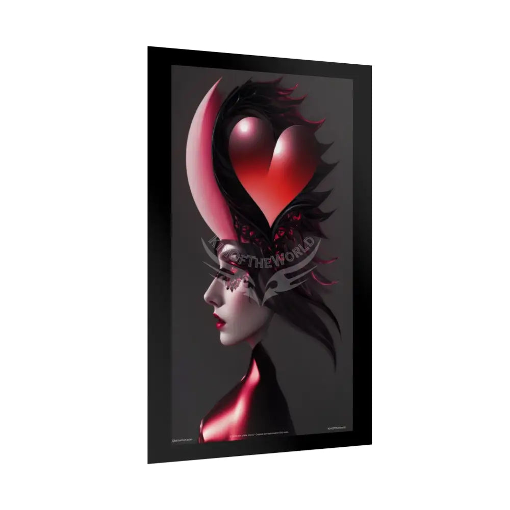 Gothic Fashion Floral Lady Woman Weird Surreal Portrait Black & Red Satin 3D Moon Art Poster — Black & Red Fashion
