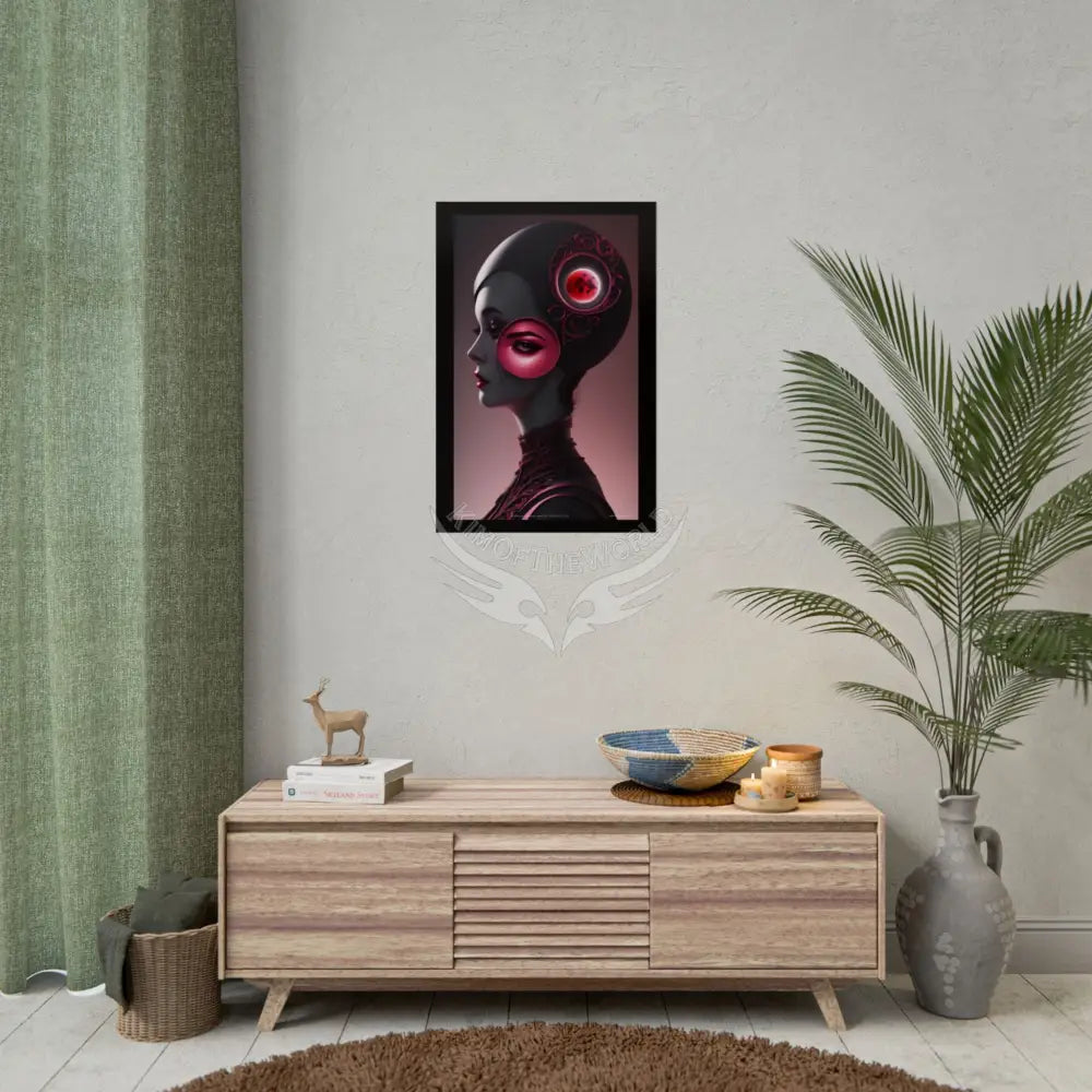 Gothic Fashion Floral Lady Woman Weird Surreal Portrait Black & Red Satin 3D Moon Art Poster — Black & Red Fashion