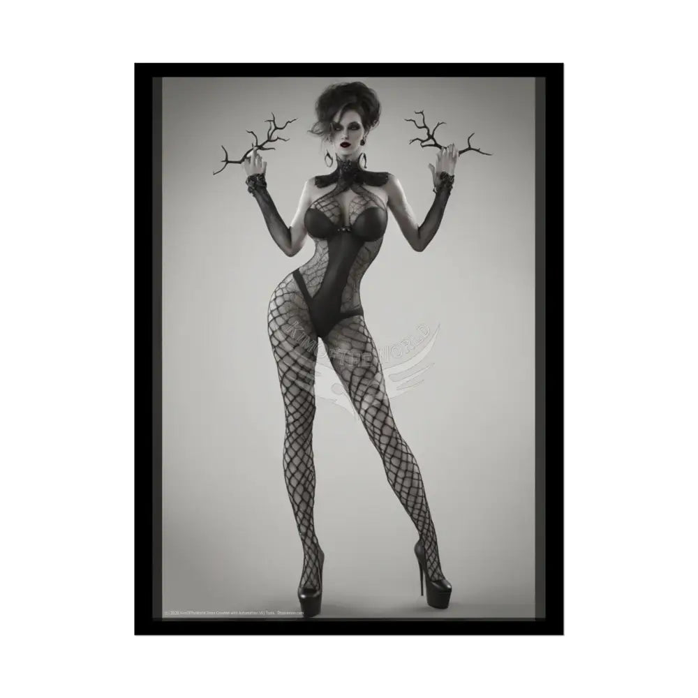 Gothic Halloween Ghoul Creeper Goth Girl AI Girls & Nymphs Rolled Poster Halloween Ghoul 18″ x 24″ (Vertical) / Semi
