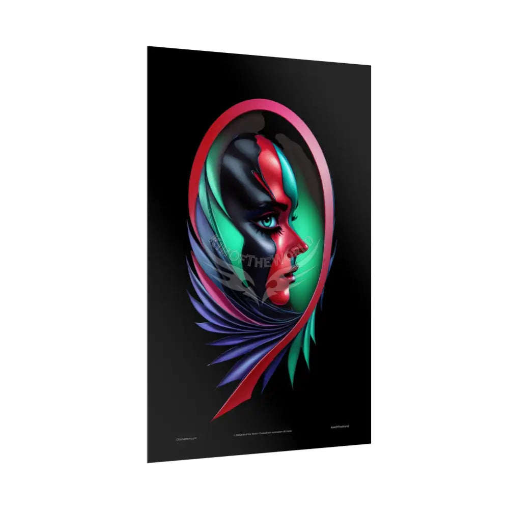 Gothic Heart Love Fashion Black Lace 3D Moon Weird Surreal Portrait Black & Red Satin 3D Moon Art Poster — Black & Red