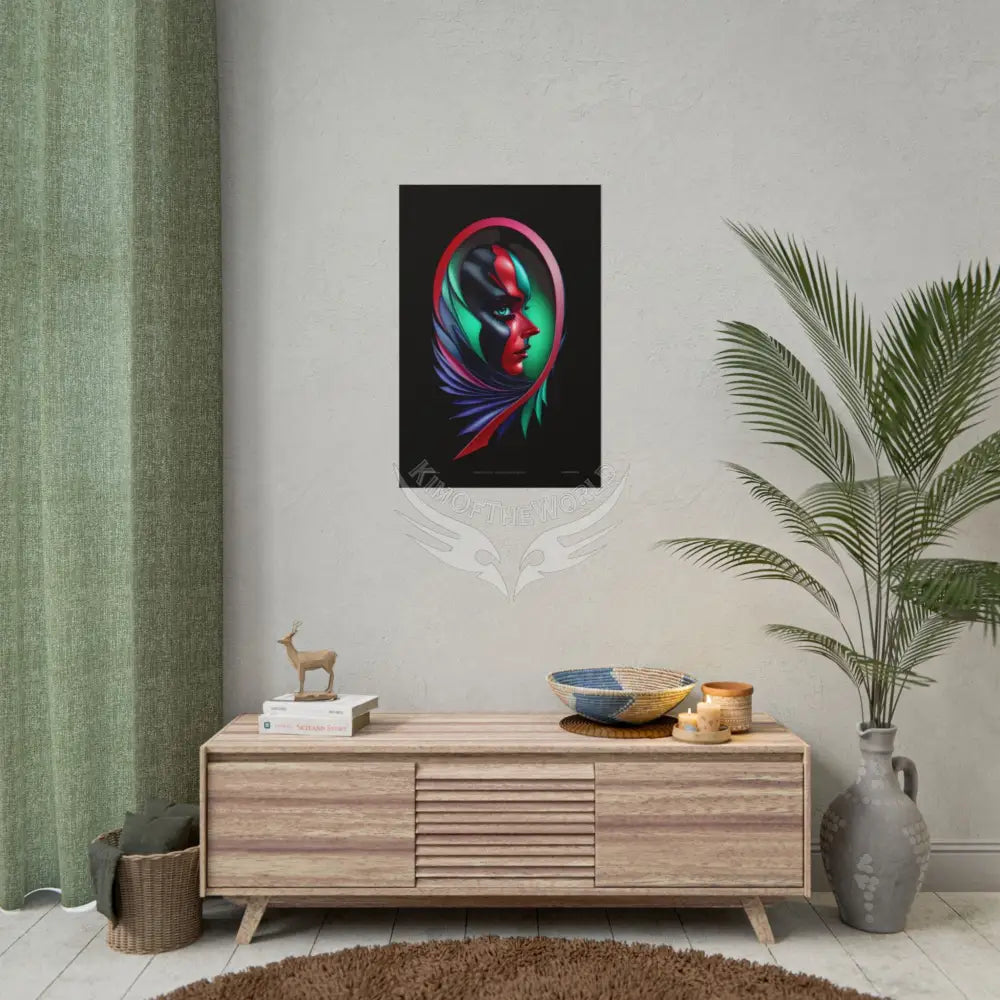 Gothic Heart Love Fashion Black Lace 3D Moon Weird Surreal Portrait Black & Red Satin 3D Moon Art Poster — Black & Red