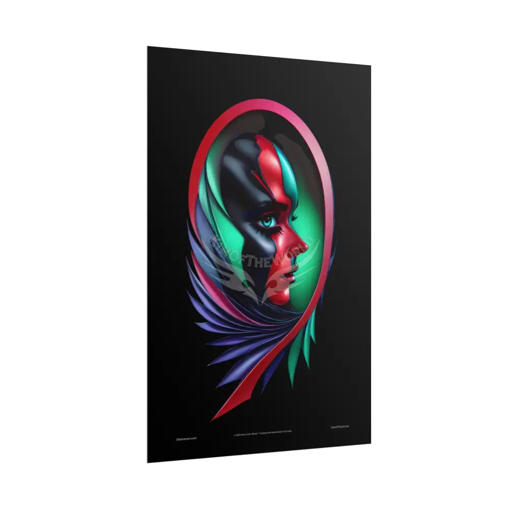 Gothic Heart Love Fashion Black Lace 3D Moon Weird Surreal Portrait Black & Red Satin 3D Moon Art Poster — Black & Red