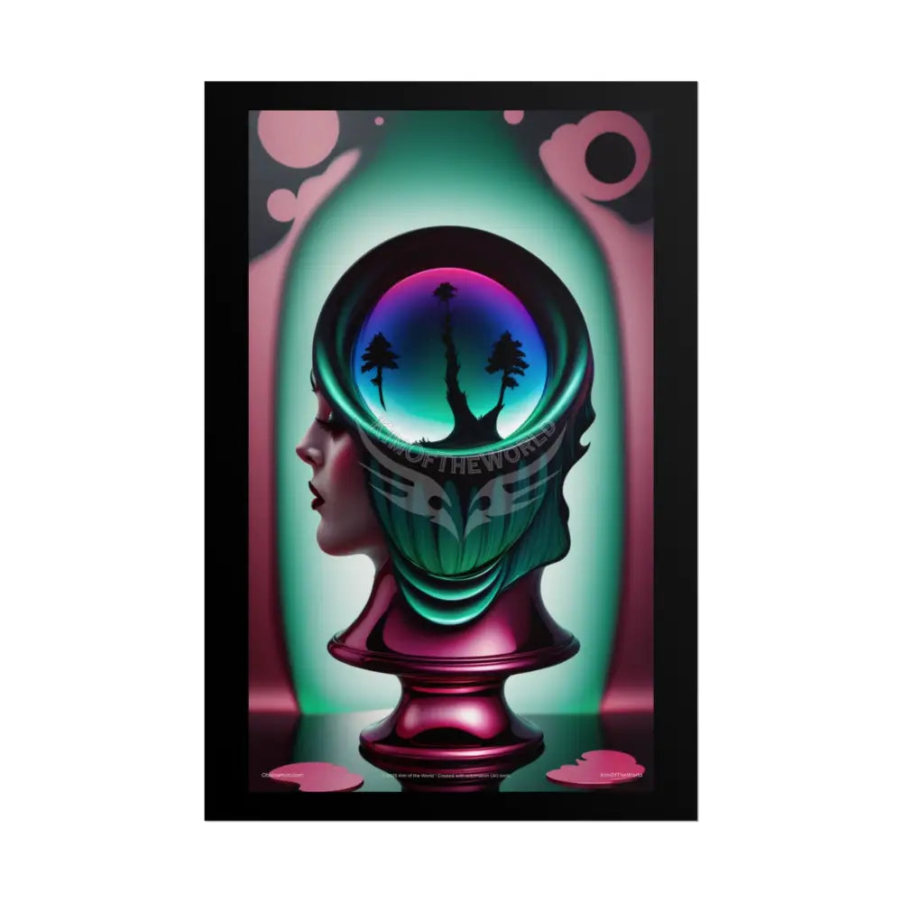 Gothic Heart Love Fashion Black Lace 3D Moon Weird Surreal Portrait Black & Red Satin 3D Moon Art Poster — Black & Red